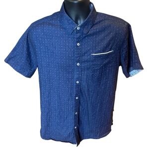 Men's 7 Diamonds Audio Tree Denim Stretch Blue Pink Micro Dot Shirt M SMK-6521